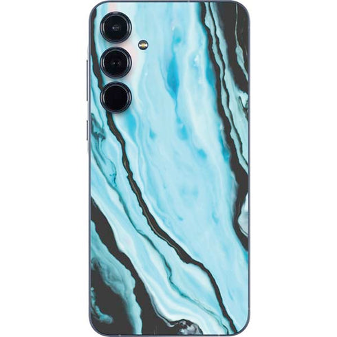 Aqua Blue Marble Ink Galaxy A55 5G Skin